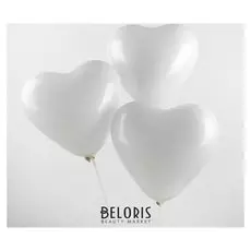 Шар латексный 12", сердце, пастель, набор 50 шт., цвет белый