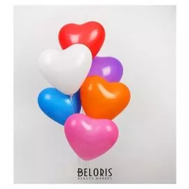 Шар латексный 12", сердце, пастель, набор 50 шт.