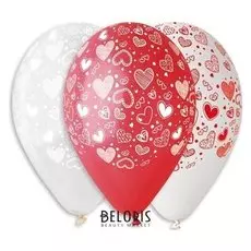 Шар латексный 12" «Сердечки», пастель, набор 50 шт.