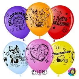 Шар латексный 12" «Щенячий патруль. поздравляем!», пастель, 4-сторонний, набор 50 шт.