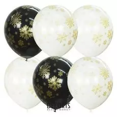 Шар латексный 12" «Снежинки золотые», шелкография, 5-сторонний, набор 25 шт.