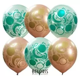 Шар латексный 12" «Яблочки», перламутр, шелкография, 4-сторонний, набор 25 шт.