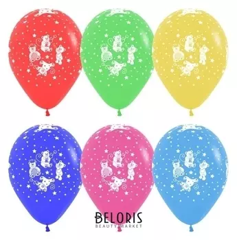 Шар латексный 12" «Забавные мишки», пастель, 5-сторонний, набор 50 шт.