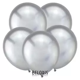Шар латексный 12", зеркальный, хром, набор 50 шт., серебро