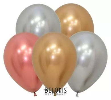 Шар латексный 12" «Зеркальный», Reflex, делюкс, набор 50 шт.