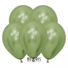 Шар латексный 12" «Зеркальный», Reflex, лайм, набор 12 шт.