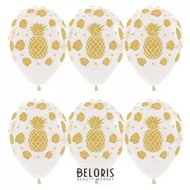 Шар латексный 12""золотые ананасы" кристалл, 5 ст, набор 5 шт.
