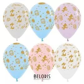 Шар латексный 12" «Зверята и сладости», пастель, 5-сторонний, набор 50 шт.