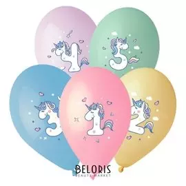 Шар латексный 14""цифры для девочки 1-5", 1ст., 5цв., пастель набор 25 шт.