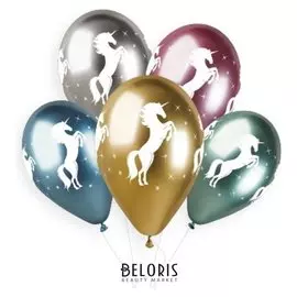 Шар латексный 14""единорог" хром, набор 25шт. 1103-2143