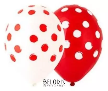 Шар латексный 14""горох Арт" кр-бел, пастель, шелк., набор 25 шт.