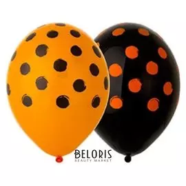 Шар латексный 14""горох Арт" ор-черн, пастель, шелк., набор 25 шт.