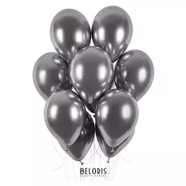 Шар латексный 14" «Хром», набор 50 шт., цвет серый