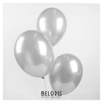 Шар латексный 14", металл, набор 50 шт., цвет серебристый