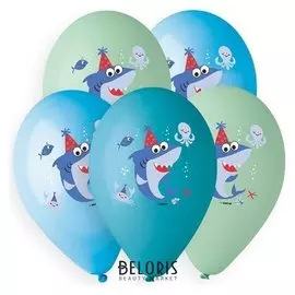 Шар латексный 14" «Весёлая акула», пастель, 1-сторонний, набор 25 шт.