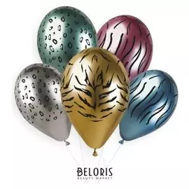 Шар латексный 14" «Животные сафари», хром, набор 25 шт.