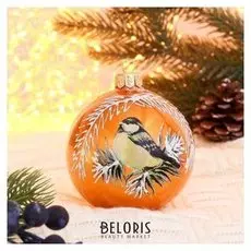 Шар "Новогодний воробей" 8,5 см