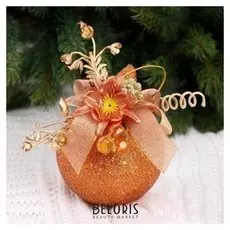 Шар пластик декор D-10 см "Полевые цветы" (Набор 2 шт) бронза