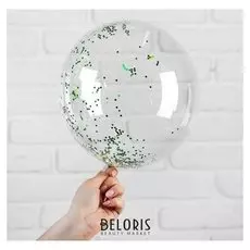 Шар полимерный 12" «Сфера», блёстки-шестиугольники, цвет зелёный