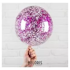 Шар полимерный 12" «Сфера», блёстки-шестиугольники, цвет фуксии