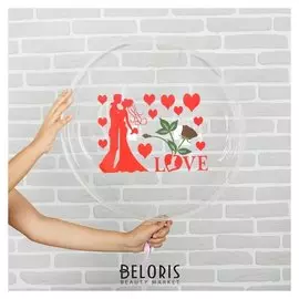 Шар полимерный 16" «Свадьба», прозрачный, с наклейками парочка, лента, 1 шт.