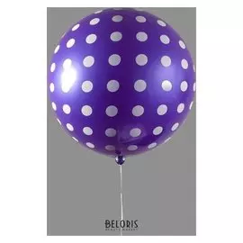 Шар полимерный 18" «Сфера, горох», блестящий, фиолетовый, цвет рисунка белый