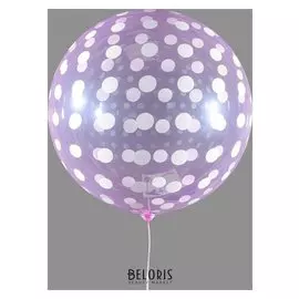 Шар полимерный 18" «Сфера, горох», прозрачный, фуксия, цвет рисунка белый