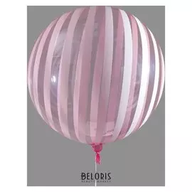 Шар полимерный 18" «Сфера, полоска», прозрачный, красный, цвет рисунка белый