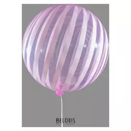 Шар полимерный 18" «Сфера, полоска», прозрачный, розовый, цвет рисунка белый