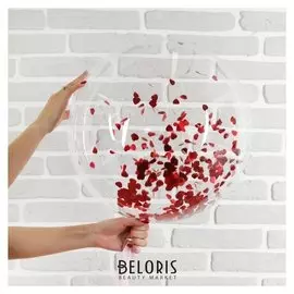 Шар полимерный 20" «Сфера», малые сердца, фольга, цвет красный, 1 шт.