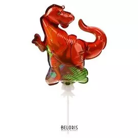 Шар-самодув 9" «Динозавр на траве», с палочкой, топпер