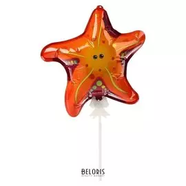 Шар-самодув 9" «Морская звезда», с палочкой, топпер