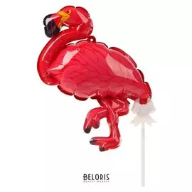 Шар-самодув 9" «Розовый фламинго», с палочкой, топпер