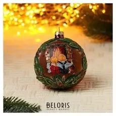 Шар серия "Ретро" дети у камина, 10 см