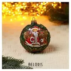 Шар серия "Ретро" санта с собачкой, 10 см