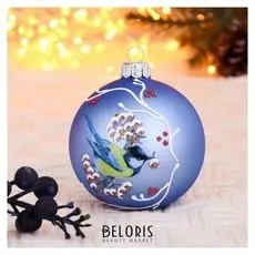 Шар "Синичка с рябинкой" 8,5 см