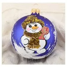 Шар "Снеговик в подарках" 8,5 см