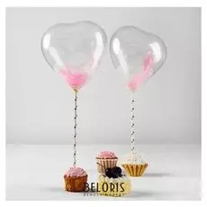 Шар-топпер латексный 5" «Декоративный с перьями», палочки, держатели, 2 шт.