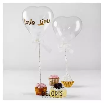 Шар-топпер латексный 5" «Декоративный с перьями и бантом», палочки, держатели, 2 шт.