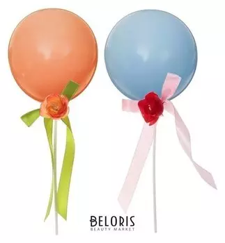 Шар-топпер латексный 5" «Макарун», палочки, ленты с цветами, набор 2 шт.