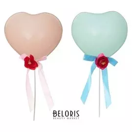 Шар-топпер латексный 5" «Сердце», палочки, ленты с цветами, 2 шт.