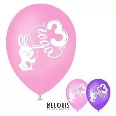 Шар воздушный 12""3 года девочке", пастель, 1 ст., набор 15 шт