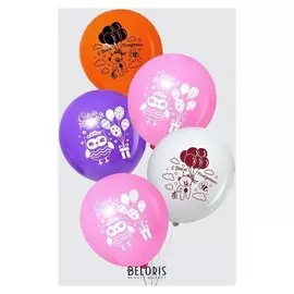 Шар воздушный 12""день рождения", детские персонажи, пастель, 1 ст., набор 50 шт