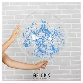 Шар воздушный 18" «Праздник», прозрачный + голубой наполнитель, лента, гирлянда, насос