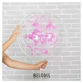 Шар воздушный 18" «Праздник», прозрачный + розовый пенопласт, лента, гирлянда, насос