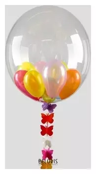 Шар воздушный 18" прозрачный + 20 шаров 3", лента, гирлянда