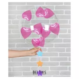 Шар воздушный 18" «Романтика», прозрачный + 10 шариков 3", лента, гирлянда