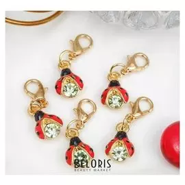 Шарм "Божья коровка" кроха, цветной в золоте