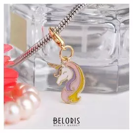 Шарм "Единорог", цветной в золоте