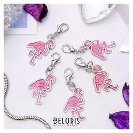 Шарм "Фламинго", цвет розовый в серебре